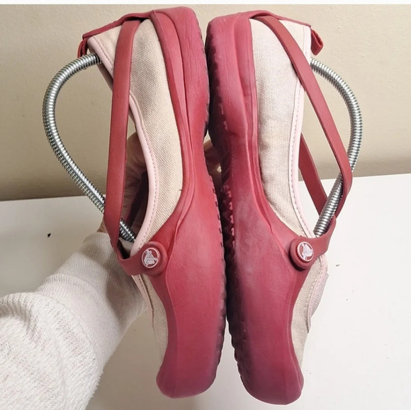 CROCS Celeste Cross Strap Mary Jane Slip On Red Pink Shoes Women'sSize 7 - Picture 4 of 8